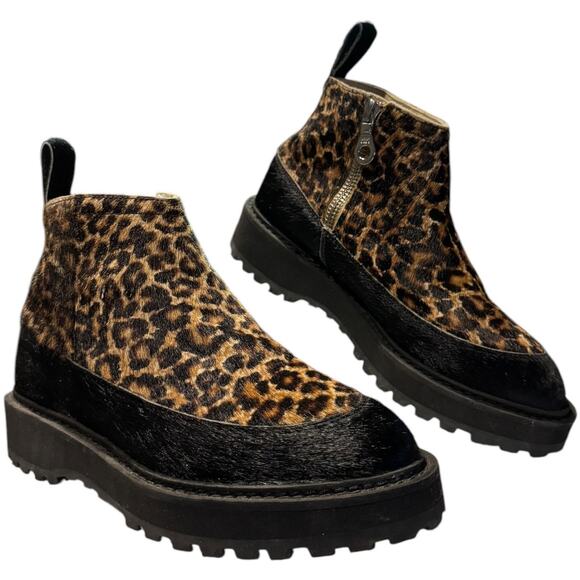 Kith x Diemme Everest Leopard Pony Hair Paderno Zip Boots black & brownSize 8
